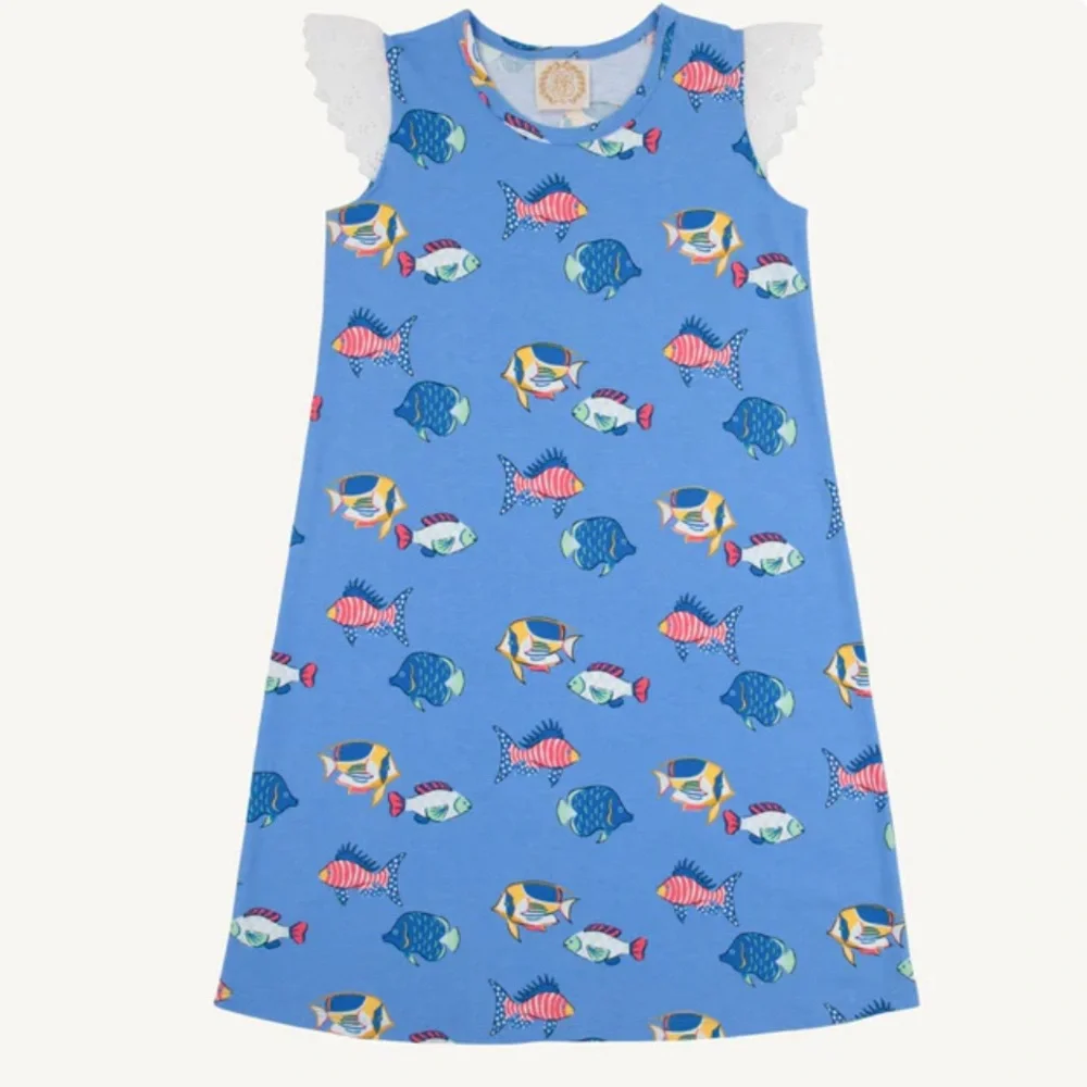 Beaufort Bonnet TBBC Ruffle Dress Here Fishy Fishy with Worth Avenue White